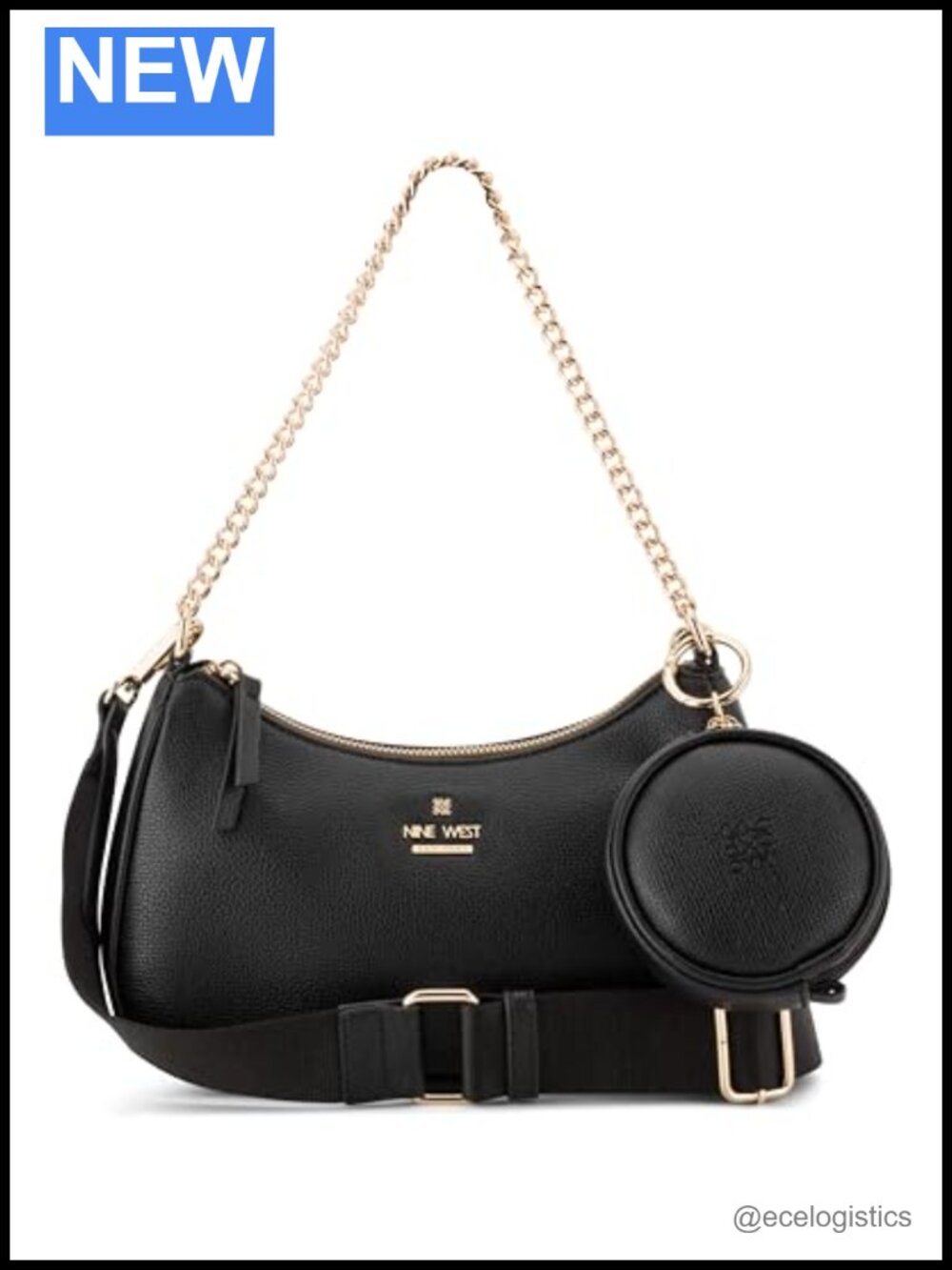 Faux Leather Convertible Shoulder Crossbody Bag with Removable Pouch